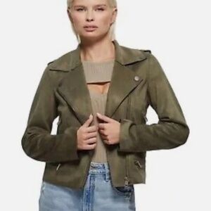 Guess Eco Monica Moto Jacket in Desert Green